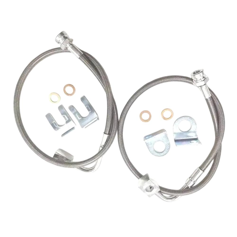89708 Rear Brake Lines 2PCS Extended Braided- Stainless Steel Fit 4-6in Lift Jeep- Wrangler- JK 2007-2018 Replacement Parts Kit