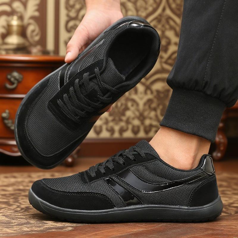 Wide Toe Men Shoes Breathable Knitted Mesh Comfortable Barefoot Casual Sneakers Versatile Soft Sole Wide Last Shoes Walking Shoe