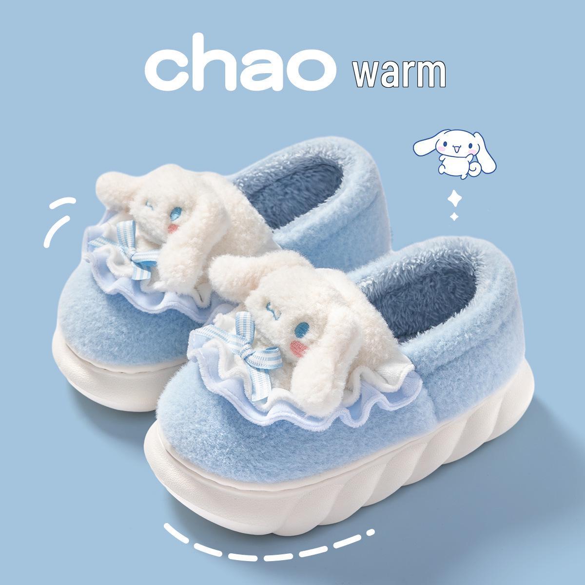Cinnamoroll Kids  Cotton Slippers - Women s Winter 2025 Edition, Autumn/Winter Style, Heel-Covered Sanrio Girls  Shoes 32-33