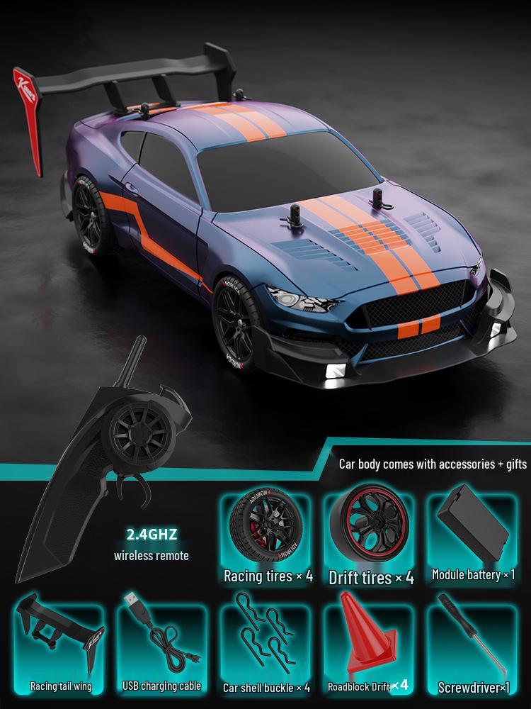 1:14 Scale RC High-Speed Drift GTR Sports Car - 4WD, Lights, Remote Controlled Racing Toy for Boys