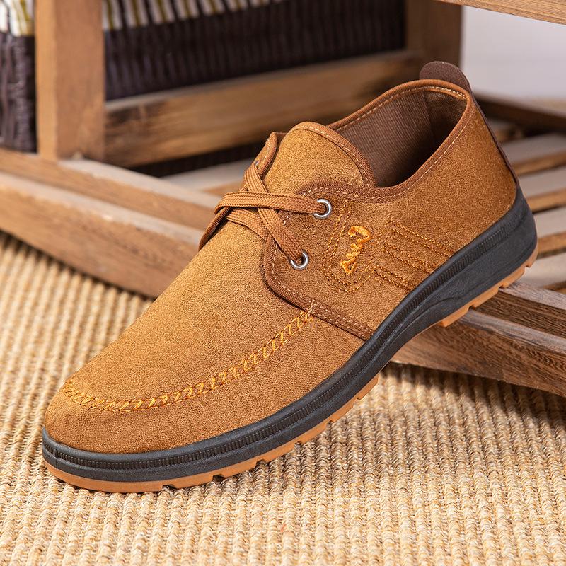 Cloth shoes men's casual shoes autumn and winter lace-up velvet warm driving cloth shoes non-slip cotton shoes