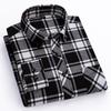 Men's Plus Size Pure Cotton Brushed Plaid Long Sleeve Shirt - Business Casual & Breathable