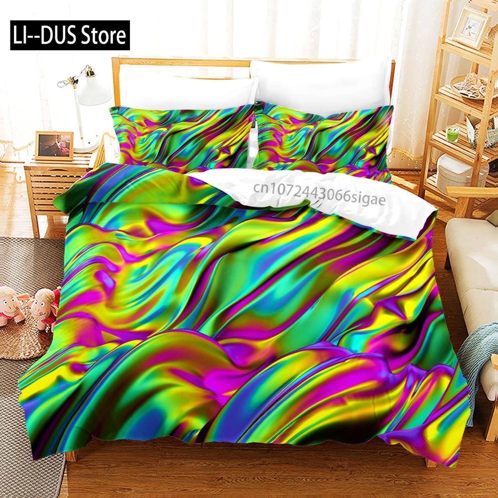 Queen King Full Size Luxury Bedding Set With Duvet Cover Bed Colorful Gradient Pattern For Ethnic Abstract Art Fashion Polyester