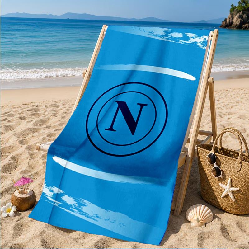 Asciugamano da Spiaggia con Emblema del Napoli Calcio, Asciugatura Rapida, Facile da Curare, Adatto Sia per il Fitness che per le Vacanze al Mare, Essenziale per lo Sport