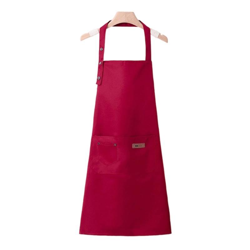 Oil Resistant Kitchen Apron With Triple Adjustable Button Easy Clean Waterproof Polyester