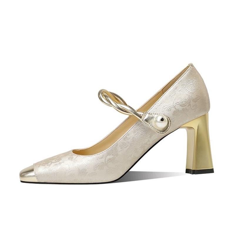 New Chinese Style Mary Jane Single Shoes 2025 New Square Head with Versatile High Heels Women's Shoes Fashion Shoes