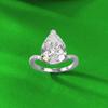 Zhuo Zhi Fan Jewelry S925 Sterling Silver Pear-Shaped 10x14mm White Diamond Ring for Women Fashion, Best Seller.