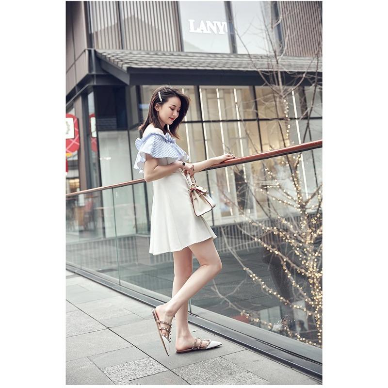 Soleist Women's Sandals Summer Luxury Shoes Woman Trend Ankle Strap Rivets Flat Shoes Brand Design Slippers Ladies Shoes Women
