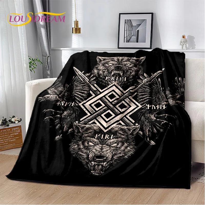 3D Viking Odin Valhalla Nordic Mythology Cartoon Blanket,Soft Throw Blanket for Home Bedroom Bed Sofa Picnic Office Travel Cover