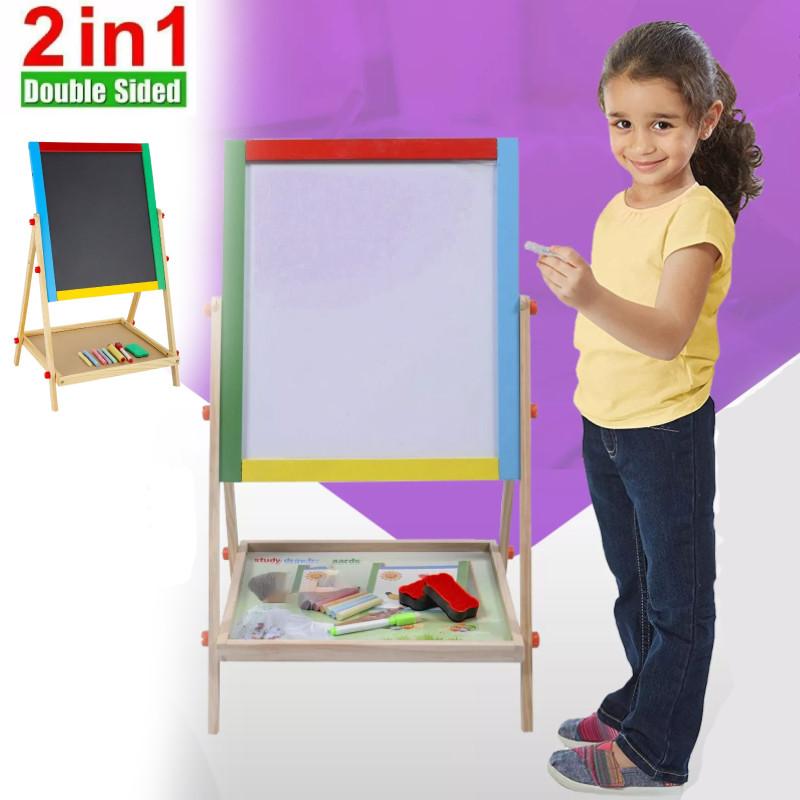 2 1 In Adjustable Bla White Wooden Easel Ding Chalk Board Childs Art Craft Toy
