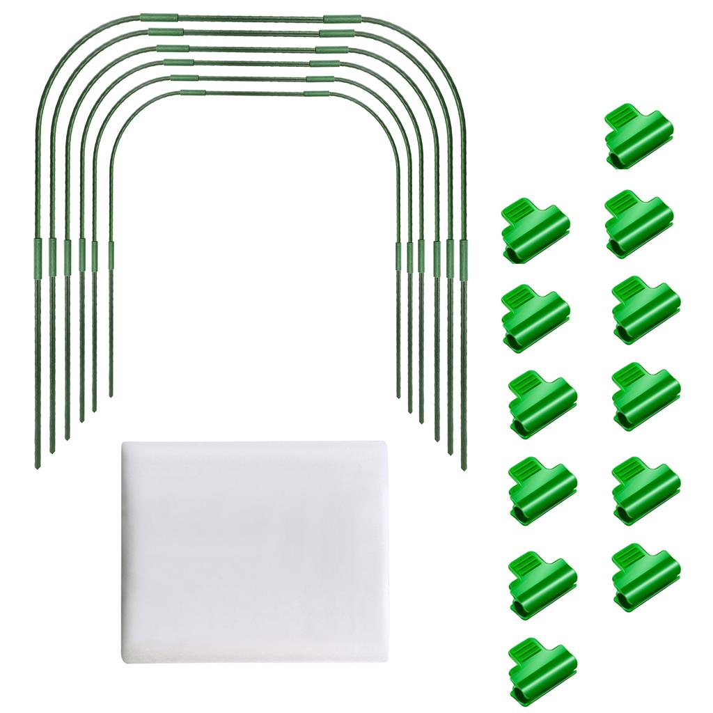 Garden Hoops Kit with Clips for Raised Beds PE Steel Pipe Plant Support Garden Stakes Hoops Frame