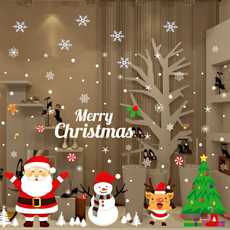 3D Snowflake Elk Sleigh Christmas Window Decal