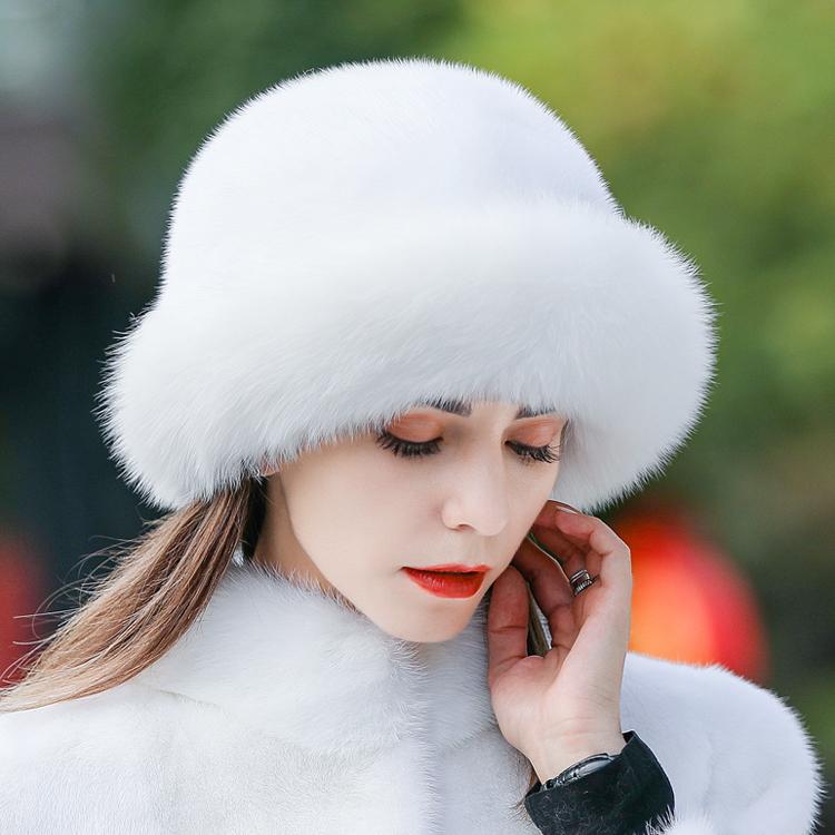 Chapeau de fourrure femme hiver version coréenne de fourrure de vison chaude mode vison Joker hiver fourrure de renard chapeau de pêcheur de neige.