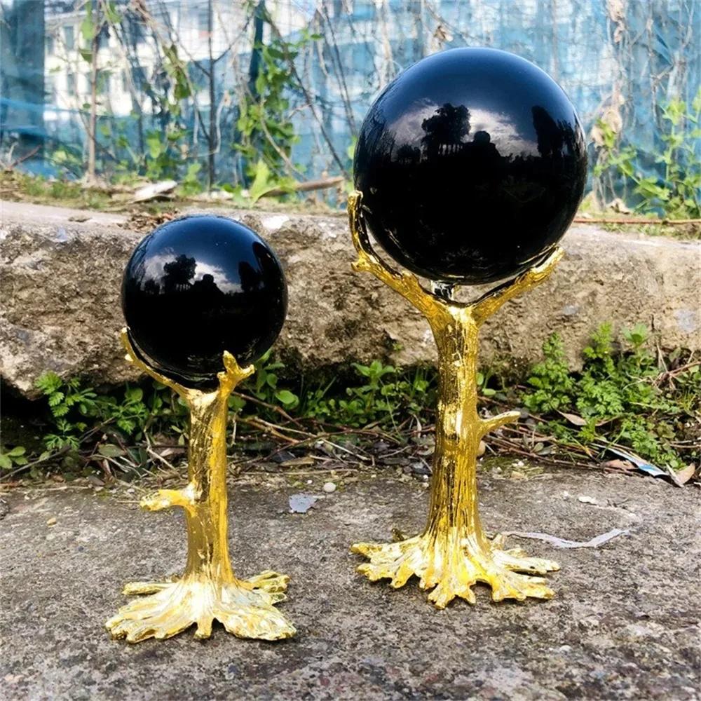 Přírodní křemen Černá turmalínová kulička Vlasy Rutilová koule Domácí dekorace Kámen Tmavá Energie Čakry Čarodějnictví Reiki léčení