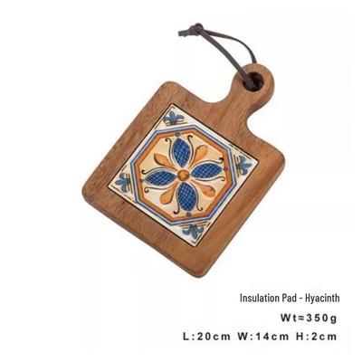 Acacia Wood Floral Tile Placemat