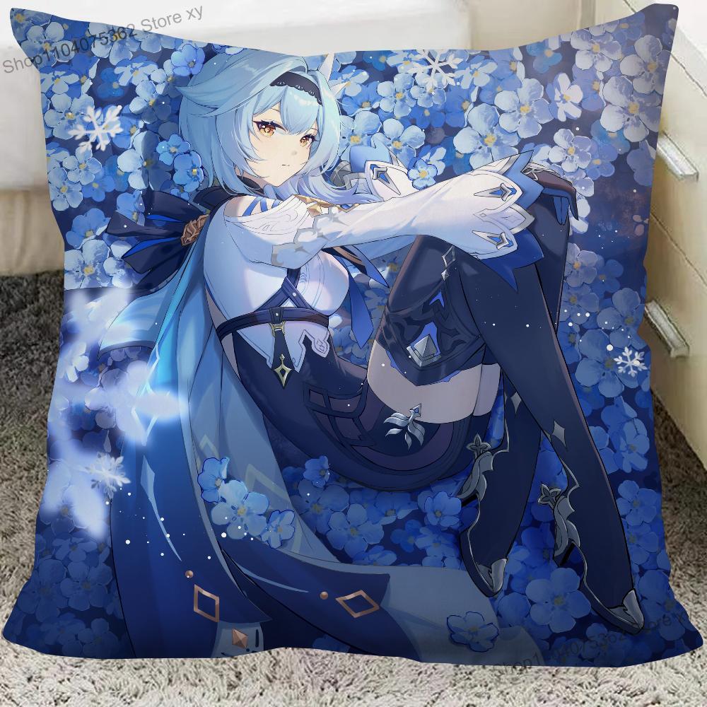 1Pc Game Anime Genshin Impact Eula Lawrence Pillow Case Square Pillow Cushion Cover Bedroom Sofa Room Decoration Casual