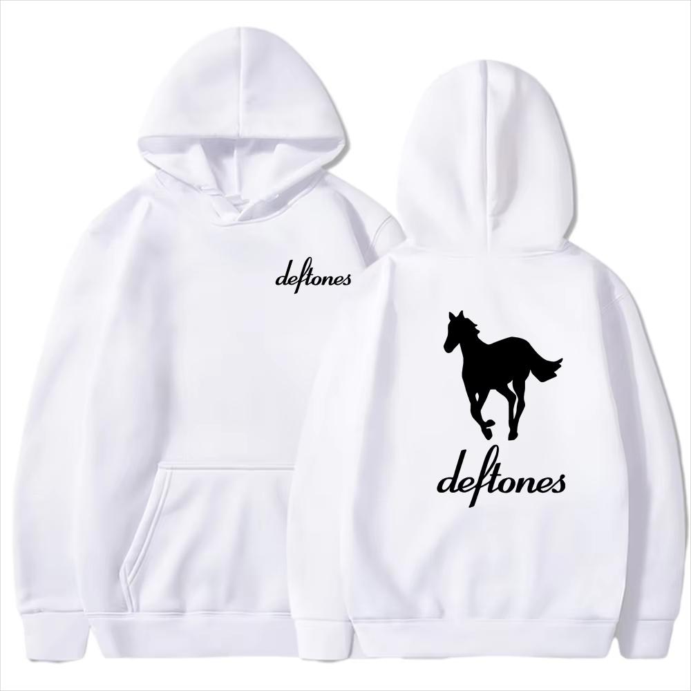 

Men s Spring and Autumn New Deftones White Horse Printed Hoodie Fashion Trend Long Sleeve Loose Sports and Leisure Sweatshirt XL