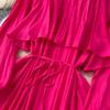 French Vintage Evening Dress Elegant Asymmetrical Ruffle O Neck Long Sleeve Lace Up Spliced Chic High Street Autumn Clothing
