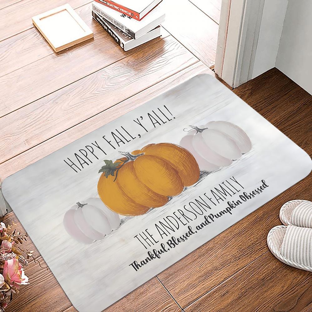 Halloween Pumpkin Themed Doormat Non-Slip Door Mat With Pumpkin Washable Entrance Rug For Home Kitchen Decor Carpet