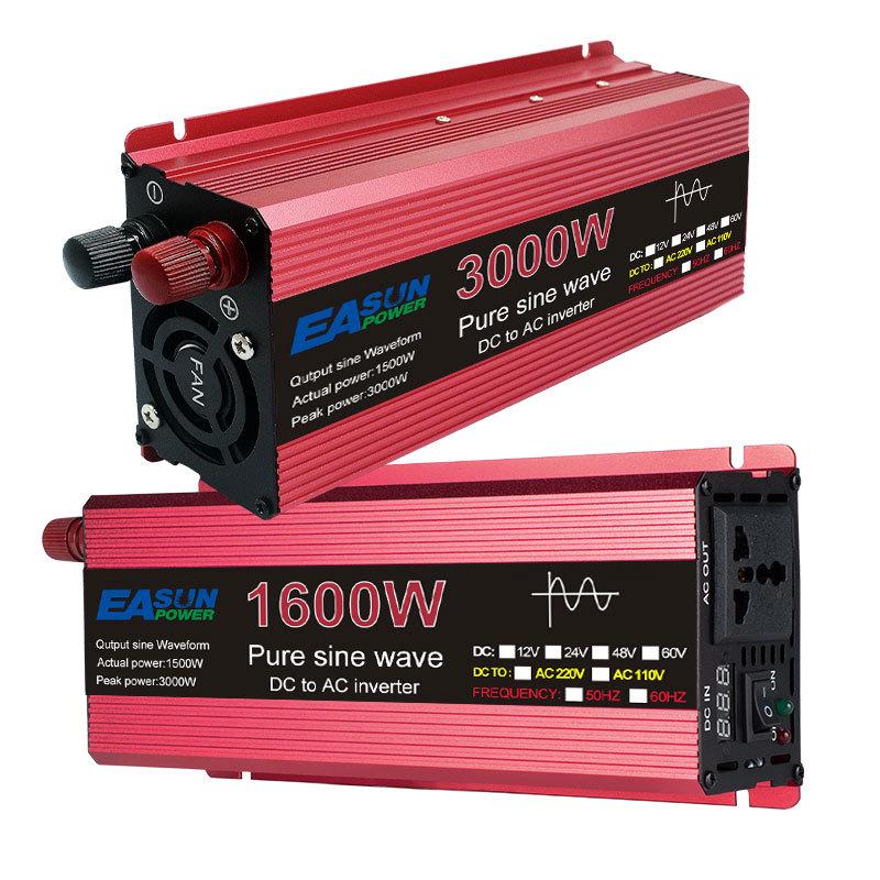 1000W-3000W Pure Sine Wave Inverter, 12V/24V to 110V/220V Home & Vehicle Power Converter