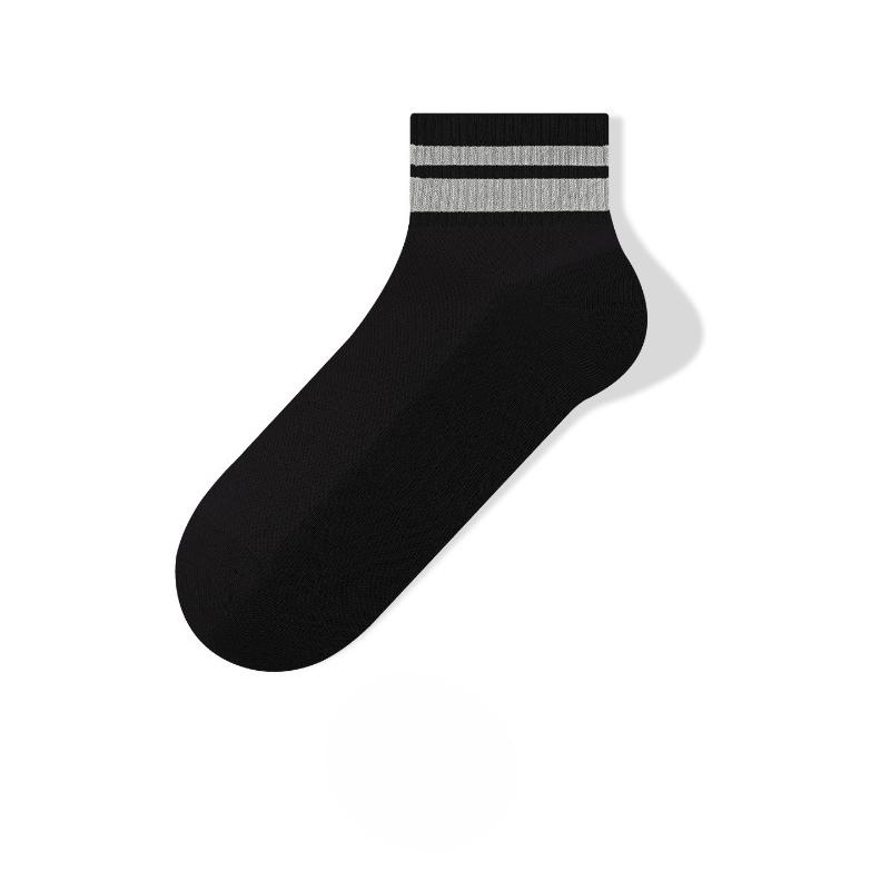 

Socks Men s Short Socks Spring/Summer Double Anti-Contamination Striped Casual Sports Anti-Bacterial Odor-Resistant Breathable Bone-Free Men s Socks 1 pair чёрный