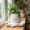 Sitting Posture 3D Printed Yoga Face Planter Unique Figurine Meditation Figure Pot  Garden Display
