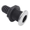 Marine Drain Fitting 1 Inch Boat Deck Drain Outlet with Straight Threaded Body, Nylon Construction and Stainless Steel Outer Trim for Hull Repair