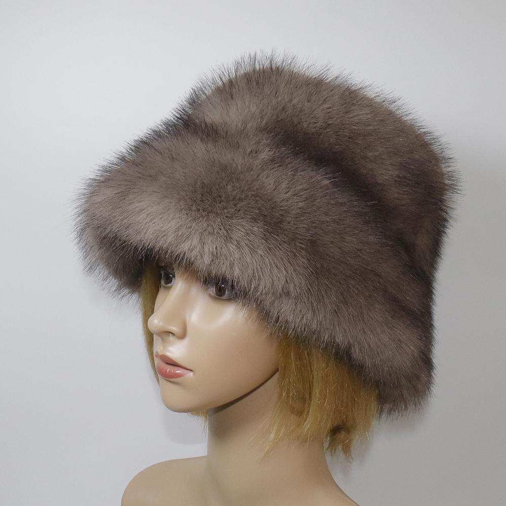 

Зимняя женская теплая шапка из толстого качественного искусственного меха норки, женская уличная кепка из искусственного меха 55cm-60cm серый