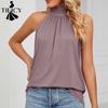 Damenmode Casual Sommer Frühling Einfarbig Druck Ärmellos Hängender Hals Blusen & Hemden