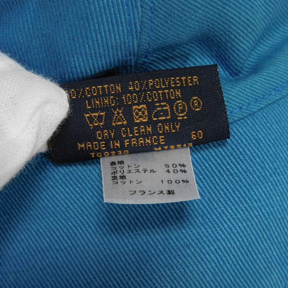 Used 12564 Reversible Bucket Hat M76213 7919 60 Logo Blue Polyester Chapeau Monogram Denim Cotton White Men's from
