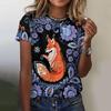 Summer Round Neck 3D Animal Flower Pattern Print Top Fashionable Casual Short Sleeved Women's T-shirts