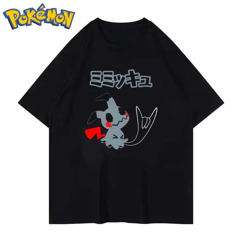 Pokémon Handheld Game New Gengar Print Tshirt Summer Mens and Womens Street Y2K Harajuku Loose Casual Shortsleeved Top