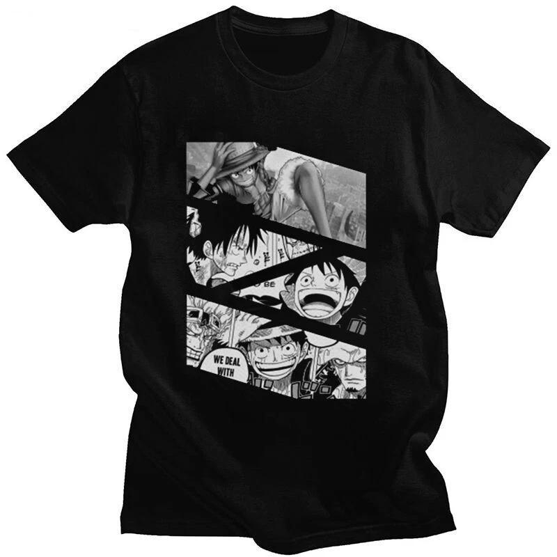 One Piece Luffy Cosplay Anime T-Shirt Shirt Undershirt Costumes Cotton Black 2XL