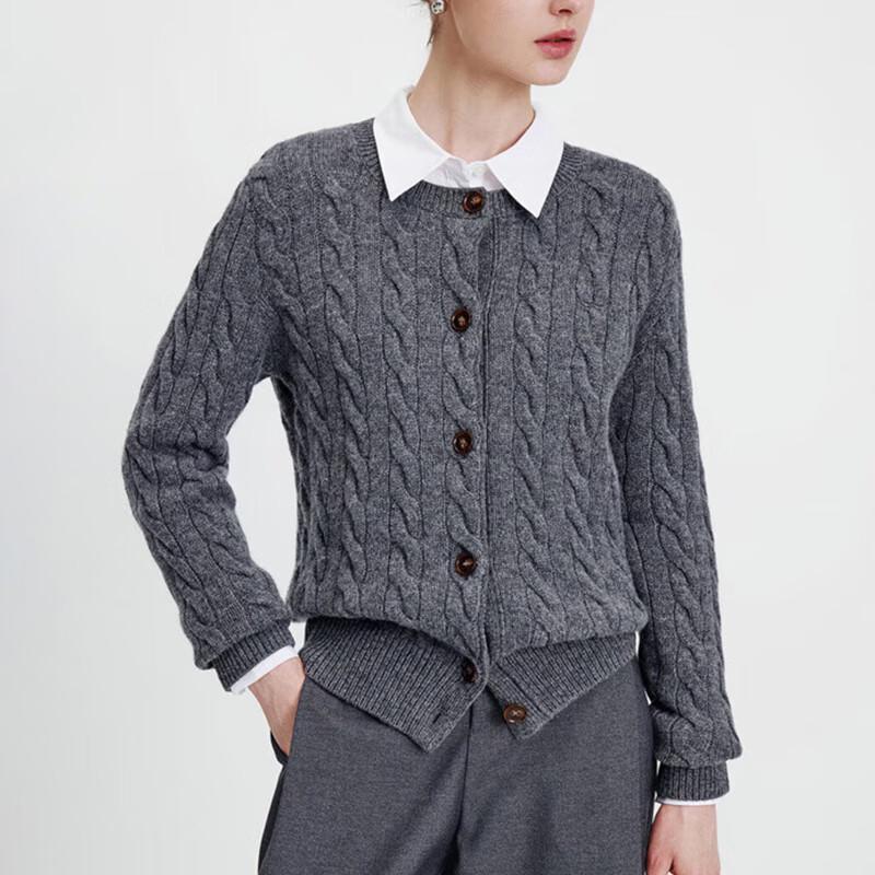 Navigare Women s Casual Lambswool Blend Long-Sleeve Cardigan Sweater S