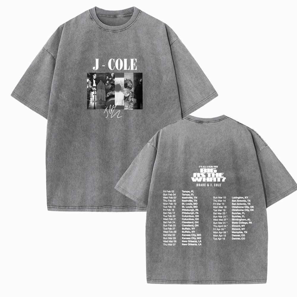 J Cole Tour Shirts Vintage Harajuku Summer  Unisex Regular O-Neck Short Sleeve Casual Cotton T-Shirts Printing