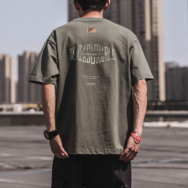 Bavlněné retro tričko s potiskem písmen Pánské letní nové volné tričko s polovičním rukávem