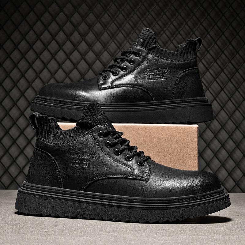 

Мужская обувь весна-осень, высокие ботинки Martin в британском стиле для активного отдыха, мужские деловые ботинки с утяжелением 39 чёрный