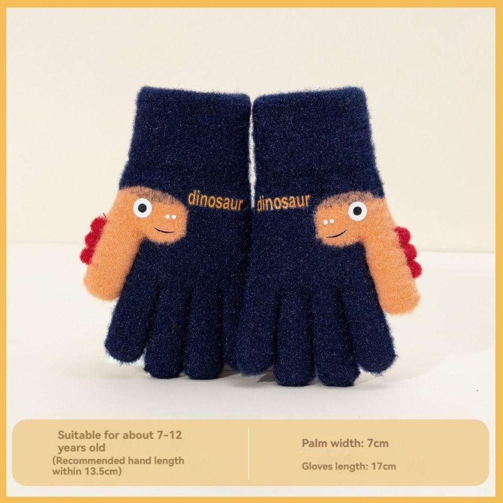 Warm Plush Five-finger Gloves 7-12 Years Old Kids Gloves Cute Winter Knitted Gloves  Boys and Girls
