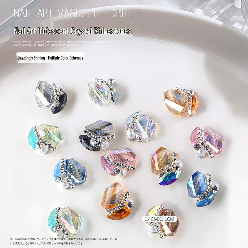 

Nail Art Iridescent Crystal Rhinestone & Metal Chain Decorations Set - 2 Pieces