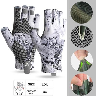 Rybářské rukavice Half Finger Protiskluzové Prodyšné Vysoce elastické Pánské Cyklistické rukavice Ledové Hedvábí Rychloupínací Rybářské rukavice