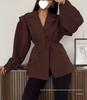 European & American Women's Fashion Commuter Waist-Tie Shoulder Pad Blazer