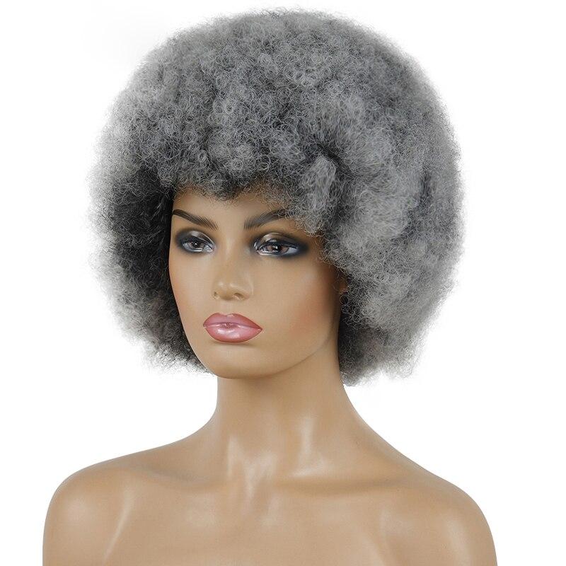 XINRAN Afro Women Fashion Short Kinky Curly Wig with Bangs Synthetic Fiber Brown Black Blonde Color Short Curly Wig Daily Wear