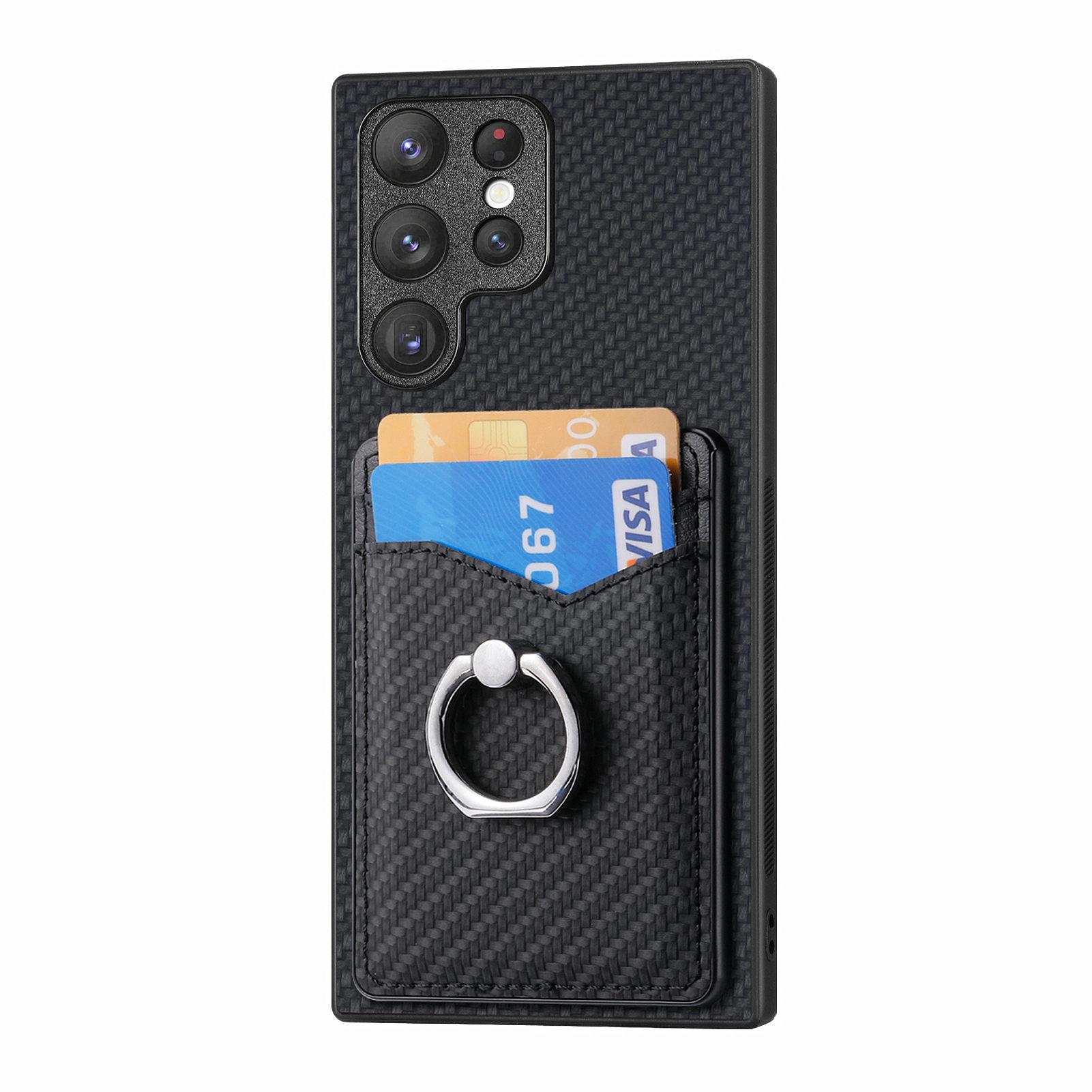 

For Samsung Galaxy S25 Ultra Case Card Slots Ring Holder Kickstand Phone Cover Apricot
