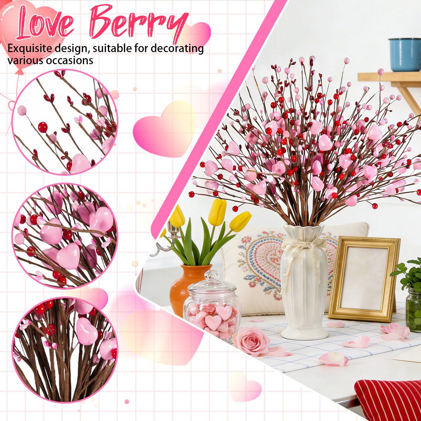 Valentine s Day Flowers Artificial Berries Valentine s Day Decorations Wedding Home Decor One Size