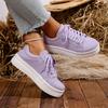 Autumn new large-size single shoes women's round head thick-soled casual lace-up round head foreign trade women's single shoes