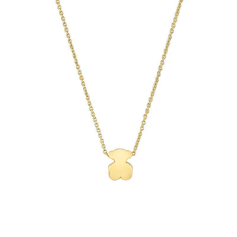 Gold-Plated Sterling Silver Teddy Bear Necklace - Luxury Clavicle Chain Design