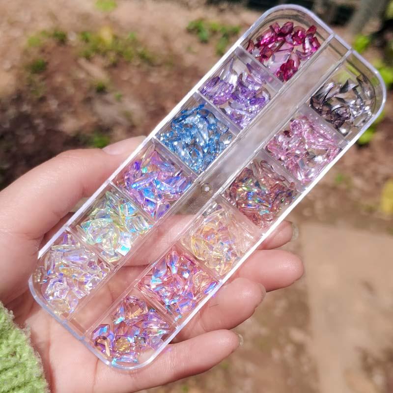 

Wen Elf The Same Internet Celebrity Aurora Diamond Nail Drill Special-Shaped Drill Nail Super Flash Rhinestone Jewelry