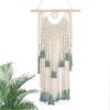 Wall Hanging Green and Beige Woven Tapestry Boho Chic Tassels Pendant Hippie Bohemian Wall Art Bedro