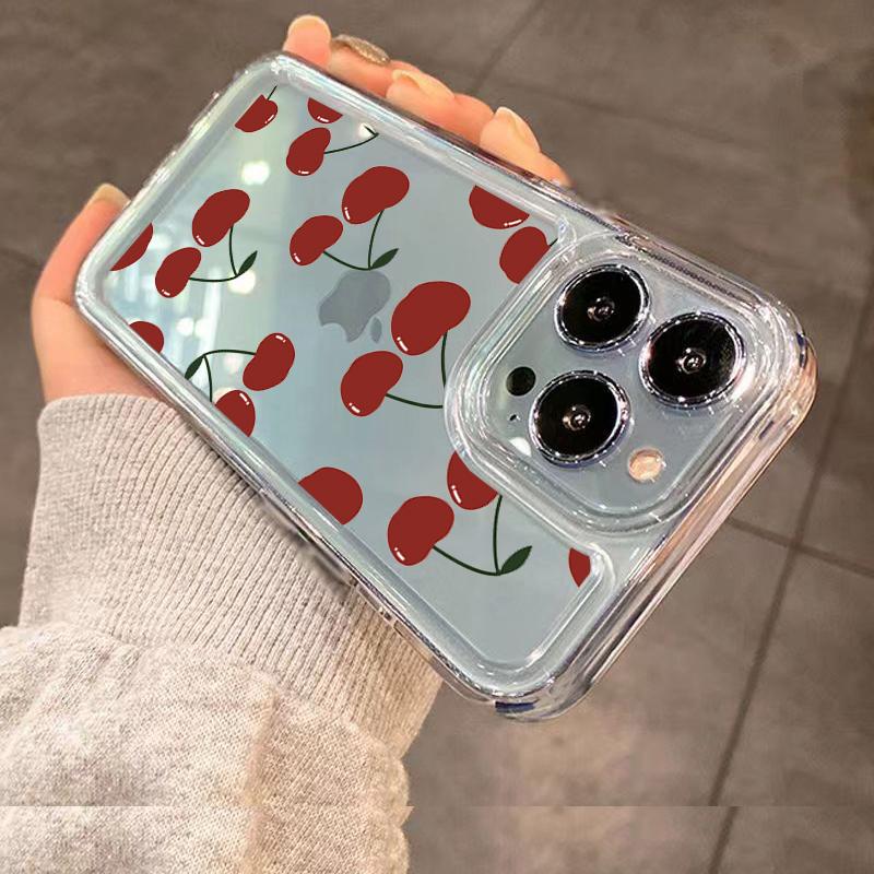 Full Screen Red Cherry Phone Case For IPhone 16 15 14 13 12 11 Pro Max X XR XS 7 8 Plus SE For IPhone 16 15 14 Plus Case Funda