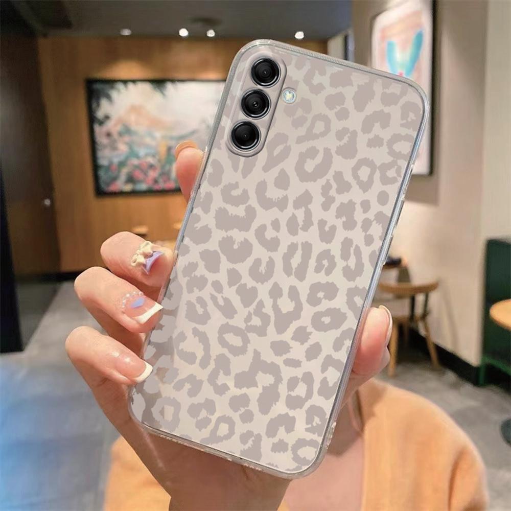 Pink Leopard Phone Case For Samsung Galaxy A56 A16 A17 A07 A06 A37 A57 A32 A22 A26 A36 Marble Artistic Transparent Clear Cover